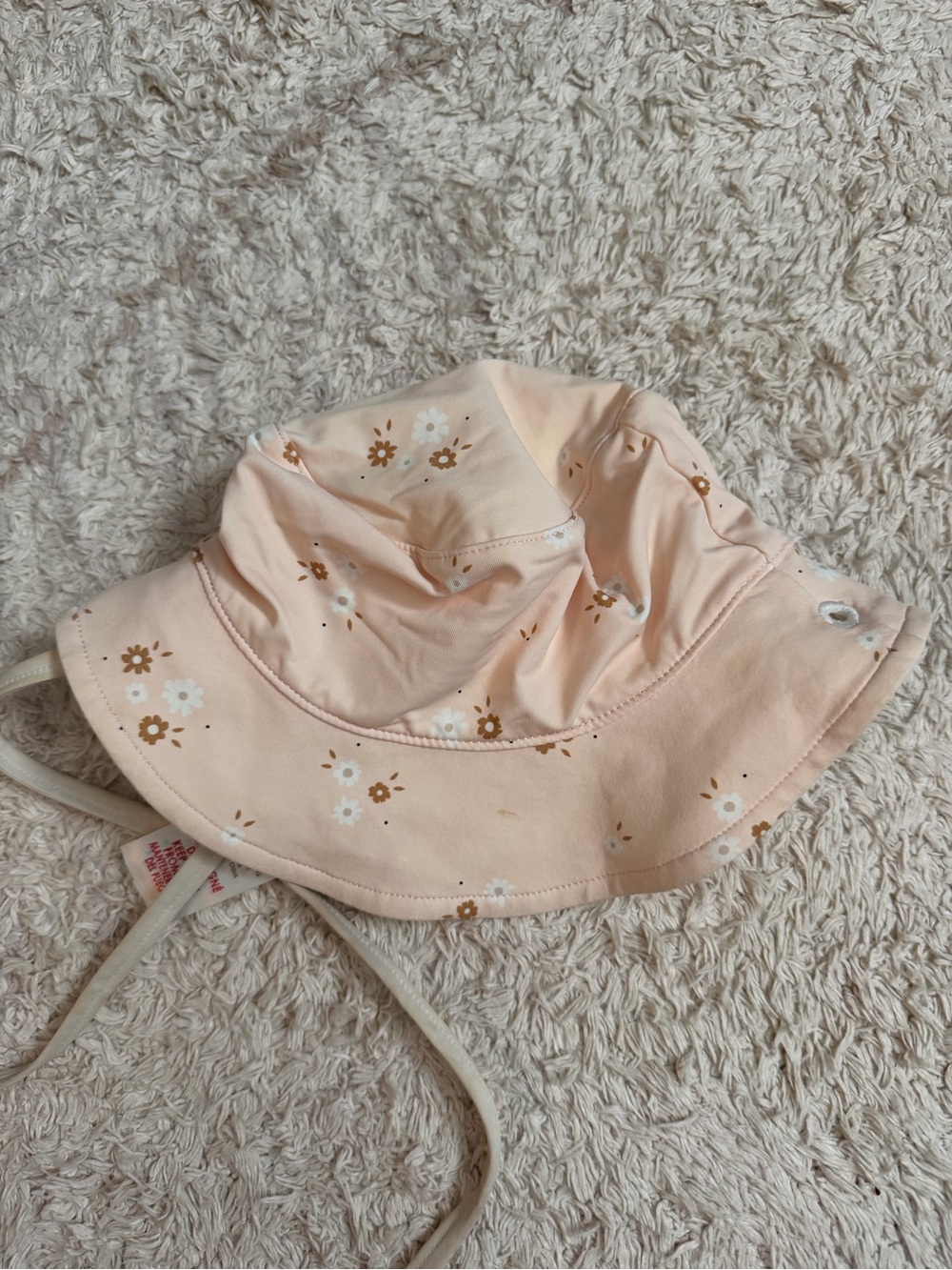 Petit Lem Peach Floral Bucket Hat for Kids